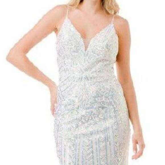 New Mermaid Prom Dress w/ V-neckline & Dazzling Sequins Embroidery TC L2816J - Picture 4 of 8
